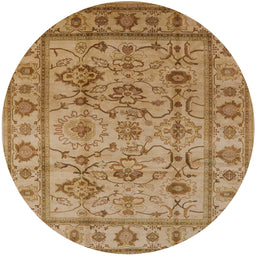 Round Mid-Century Modern Brown Sand Brown Oriental Rug, urb3124