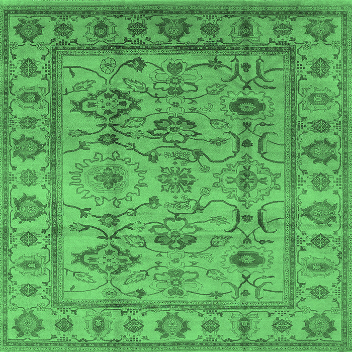 Square Machine Washable Oriental Emerald Green Industrial Area Rugs, wshurb3124emgrn