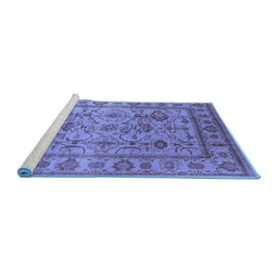 Sideview of Machine Washable Oriental Blue Industrial Rug, wshurb3124blu