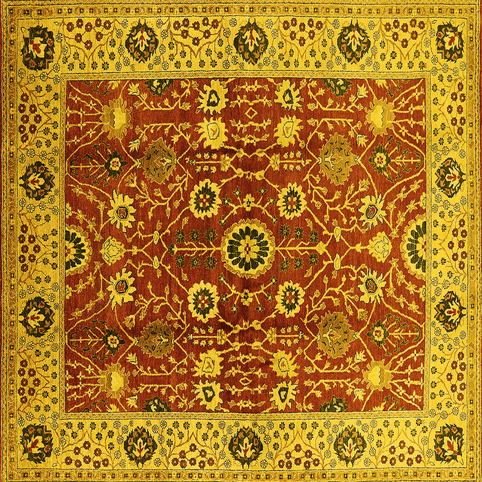 Square Machine Washable Oriental Yellow Industrial Rug, wshurb3125yw