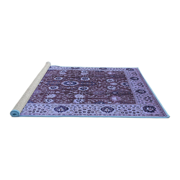 Sideview of Machine Washable Oriental Blue Industrial Rug, wshurb3125blu