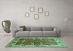 Machine Washable Oriental Turquoise Industrial Area Rugs in a Living Room,, wshurb3125turq