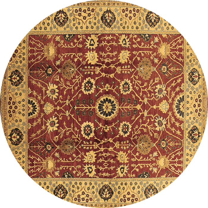 Round Machine Washable Oriental Brown Industrial Rug, wshurb3125brn