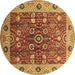 Round Machine Washable Oriental Brown Industrial Rug, wshurb3125brn