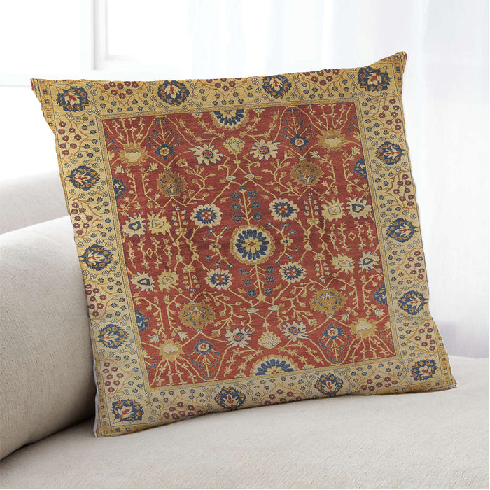 Lifestyle Image of Mid-Century Modern Urban Square Red Throw Pillow, 18 inch by 18 inch, pwurb3125