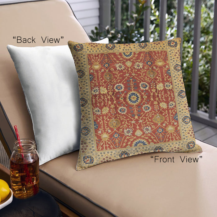 Front View of Mid-Century Modern Urban Square Red Throw Pillow, 18 inch by 18 inch, pwurb3125