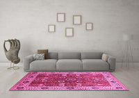 Machine Washable Oriental Pink Industrial Rug, wshurb3125pnk