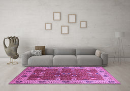 Machine Washable Oriental Purple Industrial Area Rugs in a Living Room, wshurb3125pur