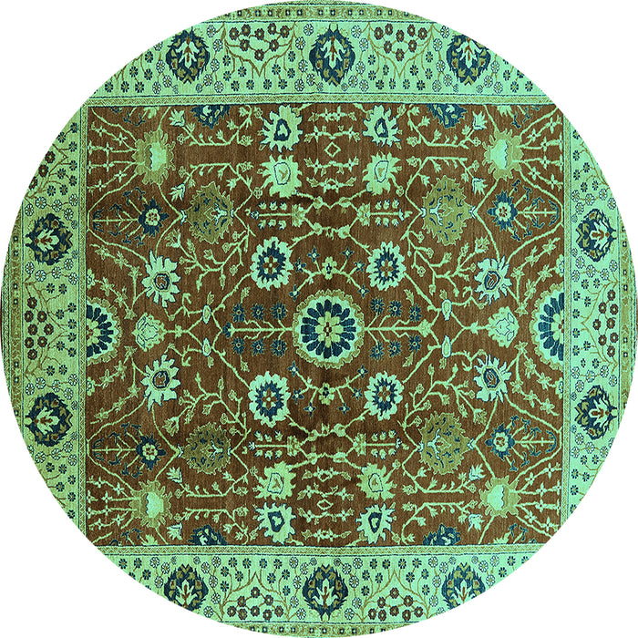 Round Oriental Turquoise Industrial Rug, urb3125turq
