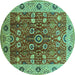 Round Oriental Turquoise Industrial Rug, urb3125turq