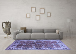 Machine Washable Oriental Blue Industrial Rug in a Living Room, wshurb3125blu