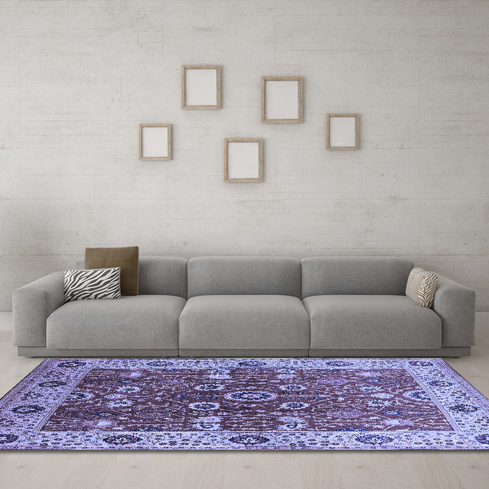 Machine Washable Oriental Blue Industrial Rug in a Living Room, wshurb3125blu