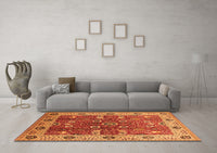 Machine Washable Oriental Orange Industrial Rug, wshurb3125org