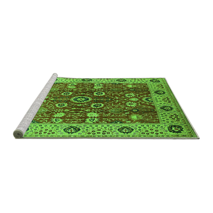 Sideview of Machine Washable Oriental Green Industrial Area Rugs, wshurb3125grn