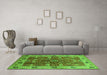 Machine Washable Oriental Green Industrial Area Rugs in a Living Room,, wshurb3125grn