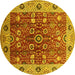 Round Oriental Yellow Industrial Rug, urb3125yw