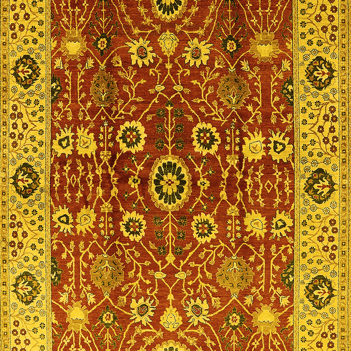 Machine Washable Oriental Yellow Industrial Rug, wshurb3125yw