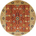 Round Mid-Century Modern Red Oriental Rug, urb3125