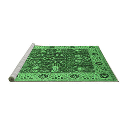 Sideview of Machine Washable Oriental Emerald Green Industrial Area Rugs, wshurb3125emgrn