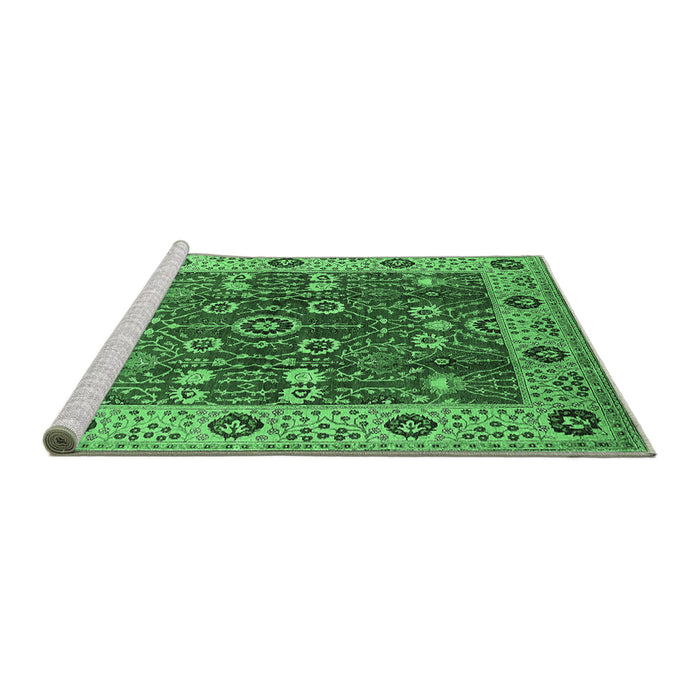 Sideview of Machine Washable Oriental Emerald Green Industrial Area Rugs, wshurb3125emgrn