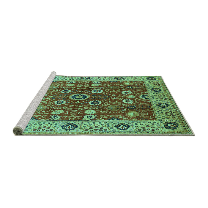 Sideview of Machine Washable Oriental Turquoise Industrial Area Rugs, wshurb3125turq