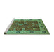 Sideview of Machine Washable Oriental Turquoise Industrial Area Rugs, wshurb3125turq