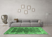 Machine Washable Oriental Emerald Green Industrial Area Rugs in a Living Room,, wshurb3125emgrn