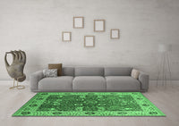 Machine Washable Oriental Emerald Green Industrial Rug, wshurb3125emgrn