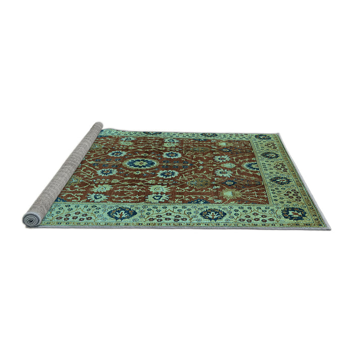 Sideview of Machine Washable Oriental Light Blue Industrial Rug, wshurb3125lblu