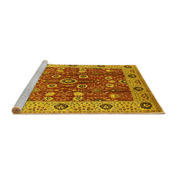 Sideview of Machine Washable Oriental Yellow Industrial Rug, wshurb3125yw