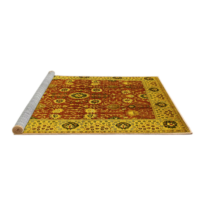 Sideview of Machine Washable Oriental Yellow Industrial Rug, wshurb3125yw