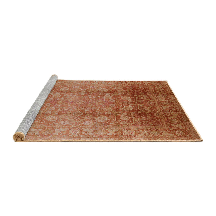 Sideview of Machine Washable Industrial Modern Mango Orange Rug, wshurb3126