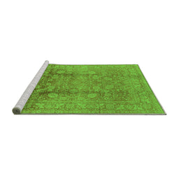 Sideview of Machine Washable Oriental Green Industrial Area Rugs, wshurb3126grn