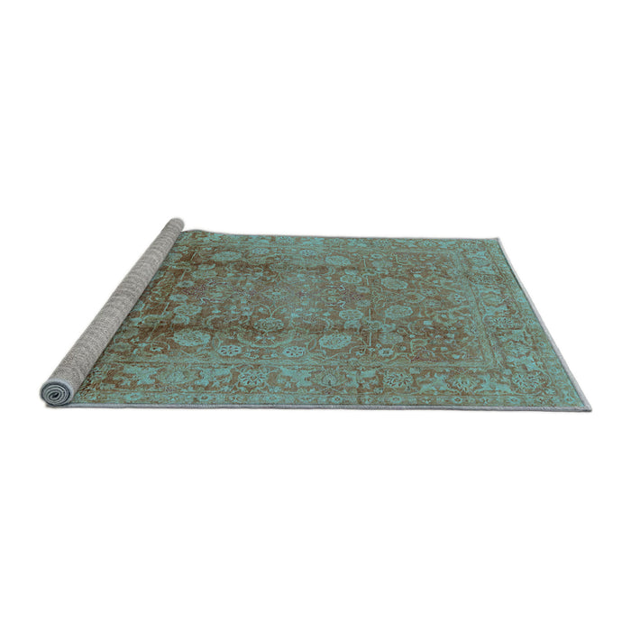Sideview of Machine Washable Oriental Light Blue Industrial Rug, wshurb3126lblu