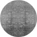 Round Machine Washable Oriental Gray Industrial Rug, wshurb3126gry