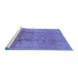 Sideview of Machine Washable Oriental Blue Industrial Rug, wshurb3126blu