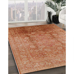 Mid-Century Modern Mango Orange Oriental Rug in Family Room, urb3126