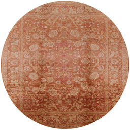 Round Machine Washable Industrial Modern Mango Orange Rug, wshurb3126