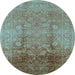 Round Oriental Light Blue Industrial Rug, urb3126lblu