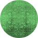 Round Oriental Emerald Green Industrial Rug, urb3126emgrn