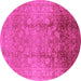 Round Oriental Pink Industrial Rug, urb3126pnk