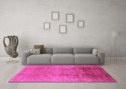 Machine Washable Oriental Pink Industrial Rug in a Living Room, wshurb3126pnk