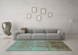 Machine Washable Oriental Light Blue Industrial Rug in a Living Room, wshurb3126lblu