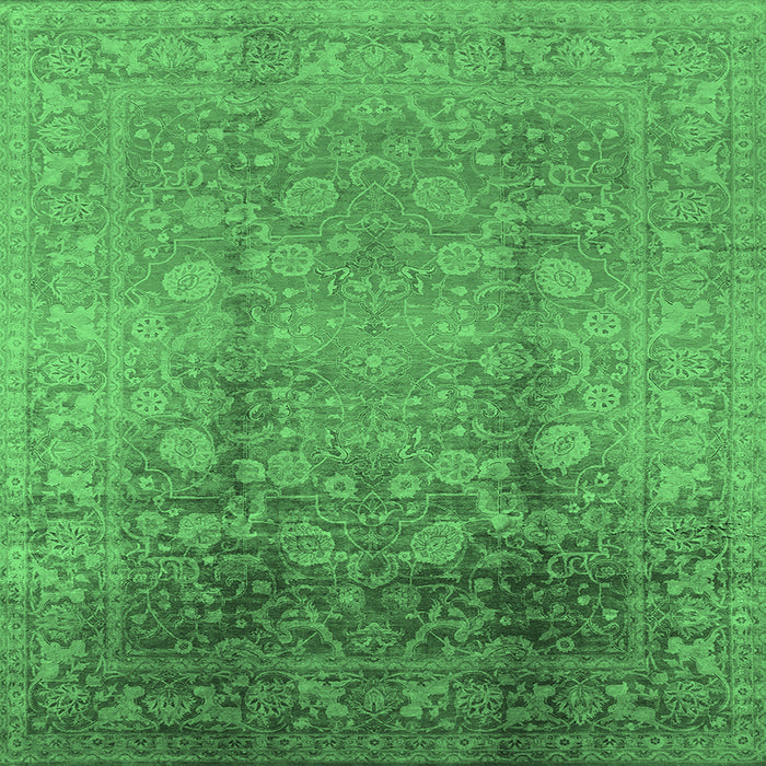 Square Machine Washable Oriental Emerald Green Industrial Area Rugs, wshurb3126emgrn