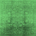 Square Machine Washable Oriental Emerald Green Industrial Area Rugs, wshurb3126emgrn