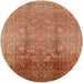 Round Mid-Century Modern Mango Orange Oriental Rug, urb3126