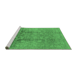Sideview of Machine Washable Oriental Emerald Green Industrial Area Rugs, wshurb3126emgrn