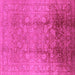 Square Machine Washable Oriental Pink Industrial Rug, wshurb3126pnk