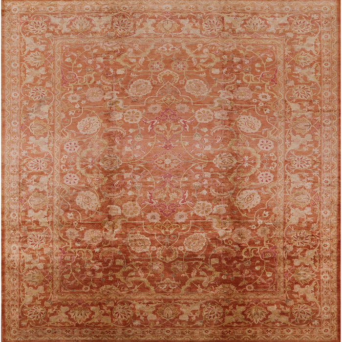 Square Mid-Century Modern Mango Orange Oriental Rug, urb3126