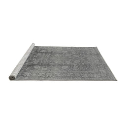 Sideview of Machine Washable Oriental Gray Industrial Rug, wshurb3126gry